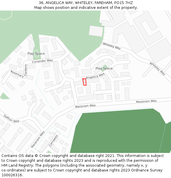 36, ANGELICA WAY, WHITELEY, FAREHAM, PO15 7HZ: Location map and indicative extent of plot