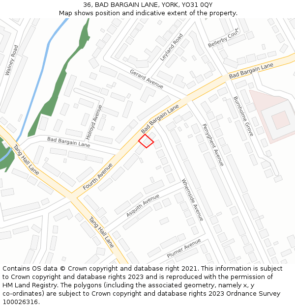 36, BAD BARGAIN LANE, YORK, YO31 0QY: Location map and indicative extent of plot