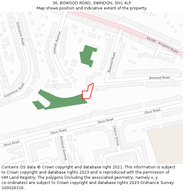 36, BOWOOD ROAD, SWINDON, SN1 4LP: Location map and indicative extent of plot