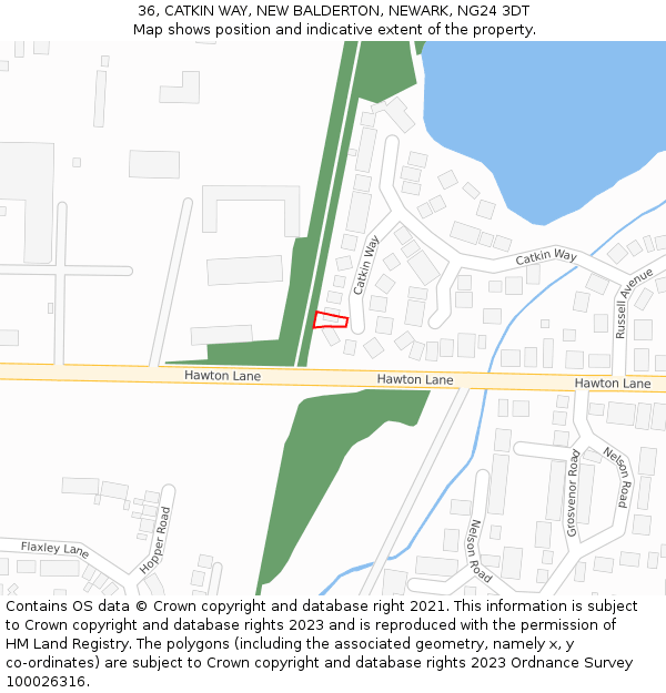 36, CATKIN WAY, NEW BALDERTON, NEWARK, NG24 3DT: Location map and indicative extent of plot