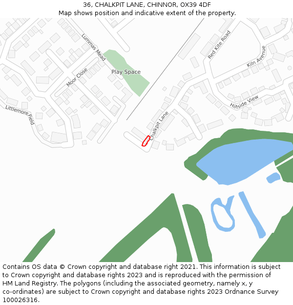 36, CHALKPIT LANE, CHINNOR, OX39 4DF: Location map and indicative extent of plot