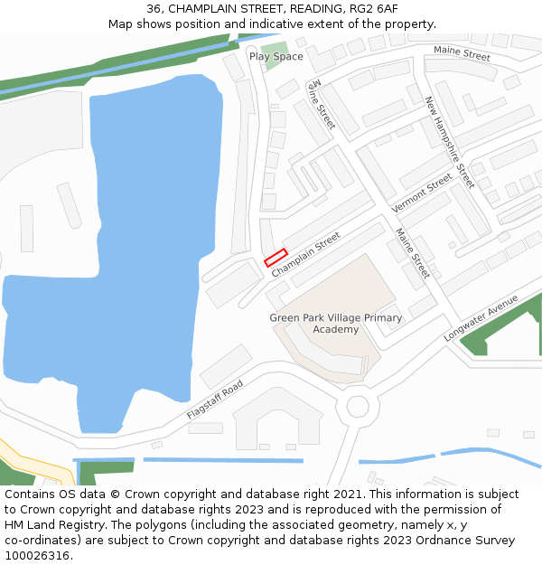 36, CHAMPLAIN STREET, READING, RG2 6AF: Location map and indicative extent of plot