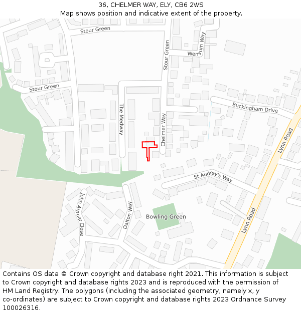 36, CHELMER WAY, ELY, CB6 2WS: Location map and indicative extent of plot