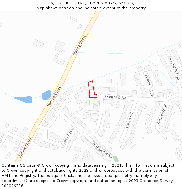 36, COPPICE DRIVE, CRAVEN ARMS, SY7 9RQ: Location map and indicative extent of plot