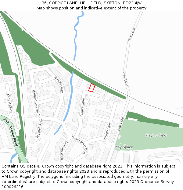 36, COPPICE LANE, HELLIFIELD, SKIPTON, BD23 4JW: Location map and indicative extent of plot