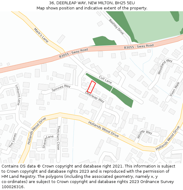 36, DEERLEAP WAY, NEW MILTON, BH25 5EU: Location map and indicative extent of plot