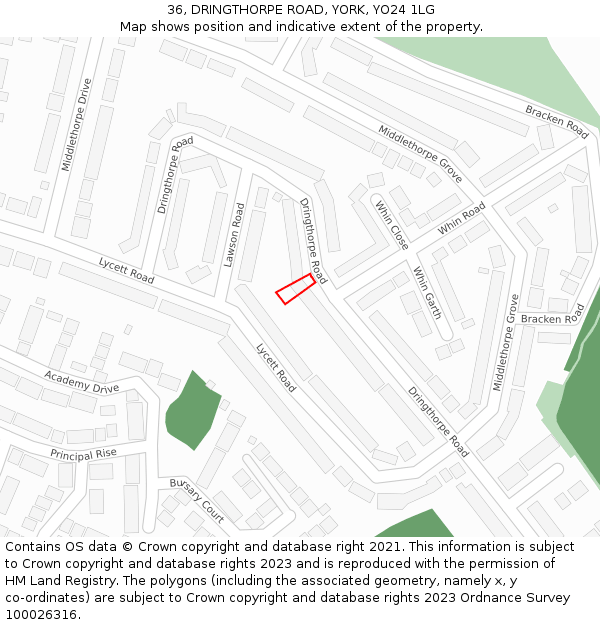 36, DRINGTHORPE ROAD, YORK, YO24 1LG: Location map and indicative extent of plot