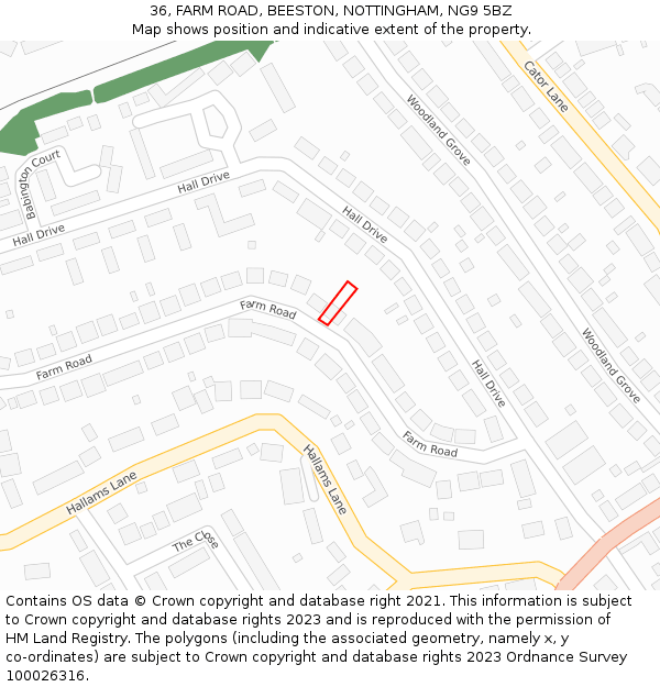 36, FARM ROAD, BEESTON, NOTTINGHAM, NG9 5BZ: Location map and indicative extent of plot