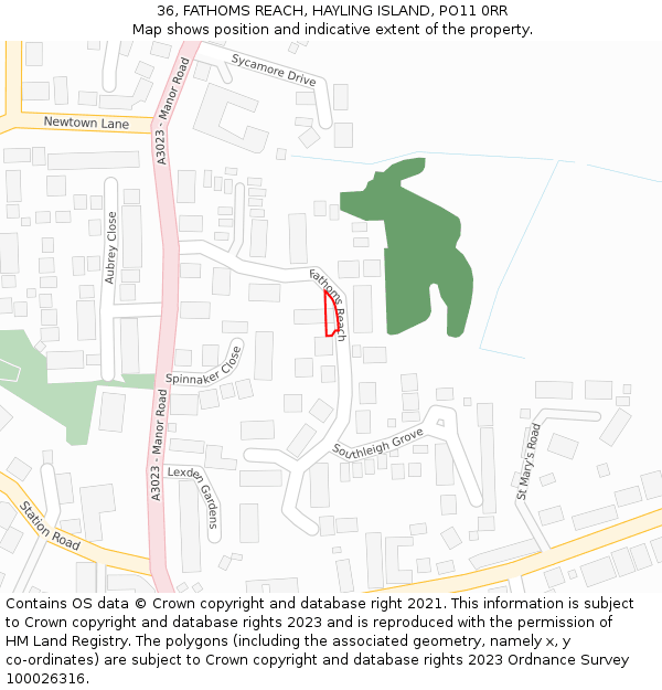 36, FATHOMS REACH, HAYLING ISLAND, PO11 0RR: Location map and indicative extent of plot