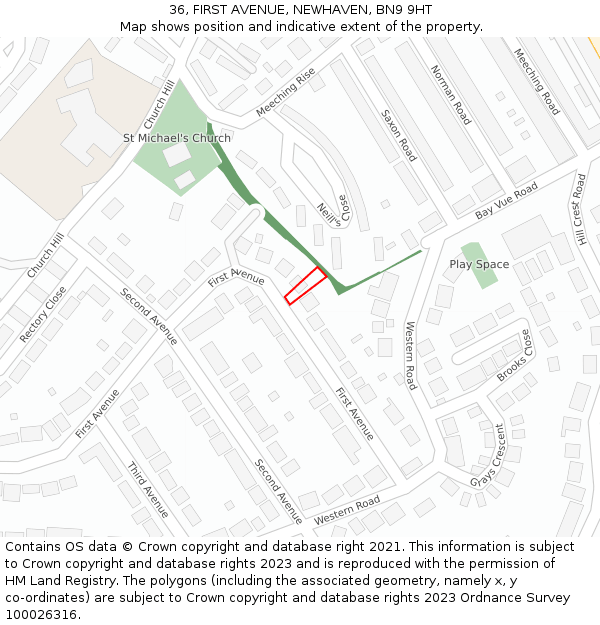 36, FIRST AVENUE, NEWHAVEN, BN9 9HT: Location map and indicative extent of plot