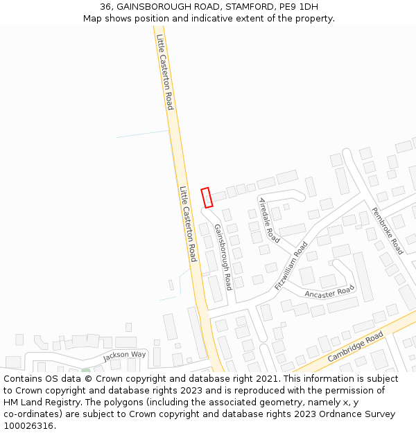 36, GAINSBOROUGH ROAD, STAMFORD, PE9 1DH: Location map and indicative extent of plot