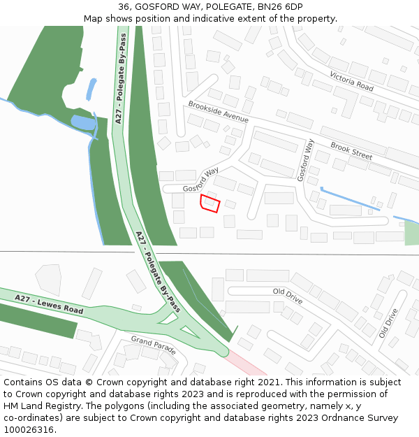 36, GOSFORD WAY, POLEGATE, BN26 6DP: Location map and indicative extent of plot