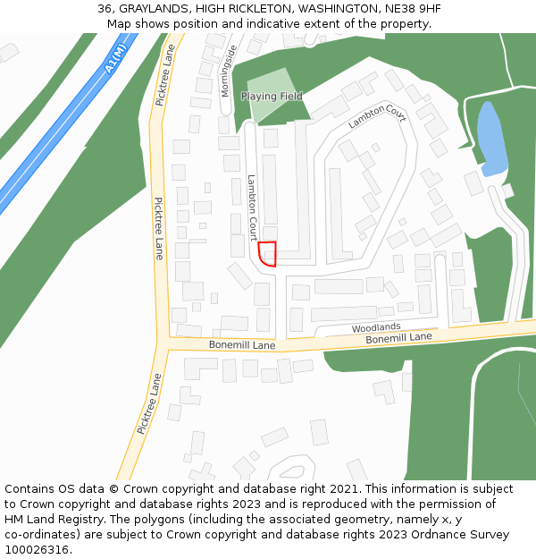 36, GRAYLANDS, HIGH RICKLETON, WASHINGTON, NE38 9HF: Location map and indicative extent of plot