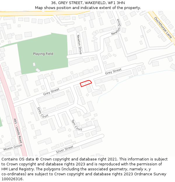 36, GREY STREET, WAKEFIELD, WF1 3HN: Location map and indicative extent of plot