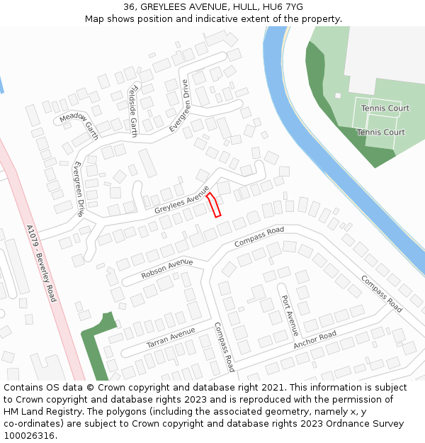 36, GREYLEES AVENUE, HULL, HU6 7YG: Location map and indicative extent of plot