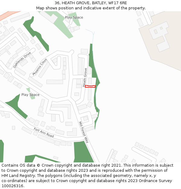 36, HEATH GROVE, BATLEY, WF17 6RE: Location map and indicative extent of plot