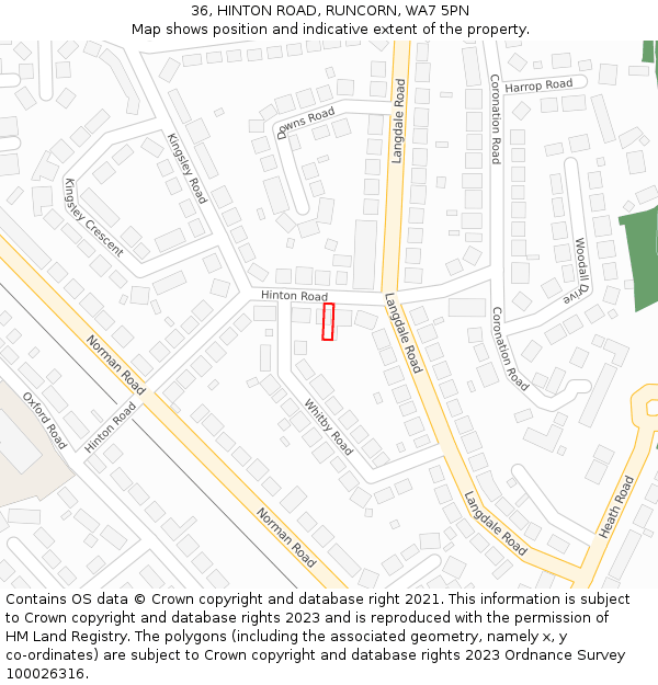 36, HINTON ROAD, RUNCORN, WA7 5PN: Location map and indicative extent of plot