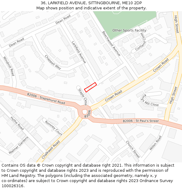 36, LARKFIELD AVENUE, SITTINGBOURNE, ME10 2DP: Location map and indicative extent of plot