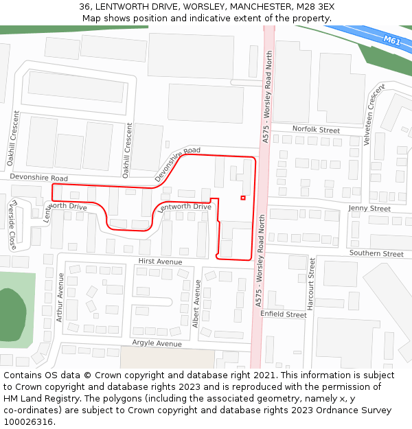 36, LENTWORTH DRIVE, WORSLEY, MANCHESTER, M28 3EX: Location map and indicative extent of plot