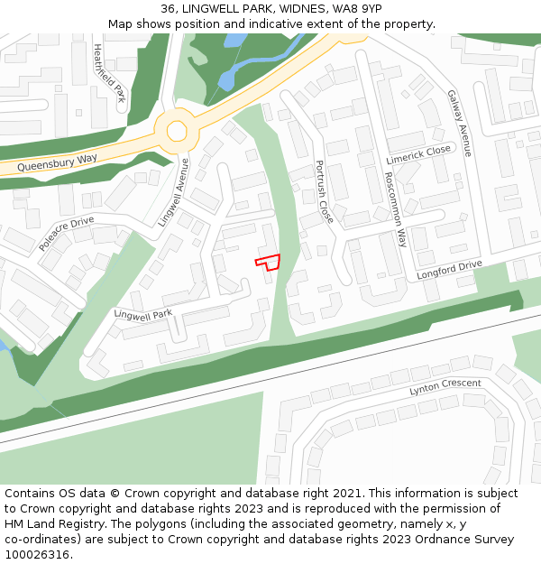 36, LINGWELL PARK, WIDNES, WA8 9YP: Location map and indicative extent of plot