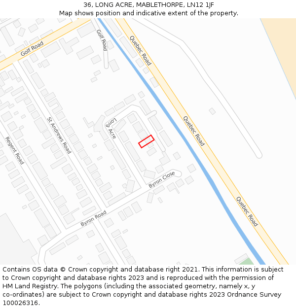 36, LONG ACRE, MABLETHORPE, LN12 1JF: Location map and indicative extent of plot