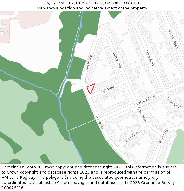 36, LYE VALLEY, HEADINGTON, OXFORD, OX3 7ER: Location map and indicative extent of plot