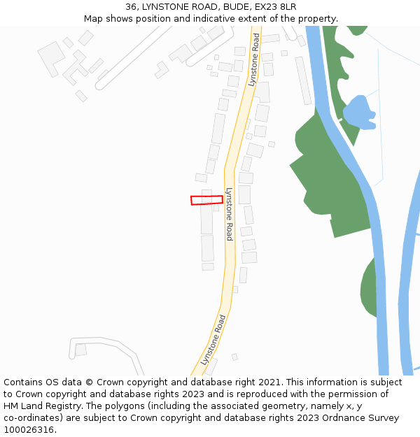 36, LYNSTONE ROAD, BUDE, EX23 8LR: Location map and indicative extent of plot