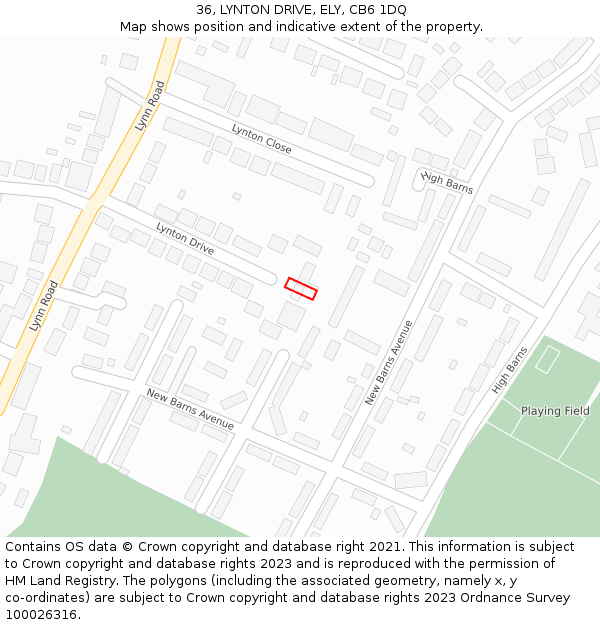 36, LYNTON DRIVE, ELY, CB6 1DQ: Location map and indicative extent of plot