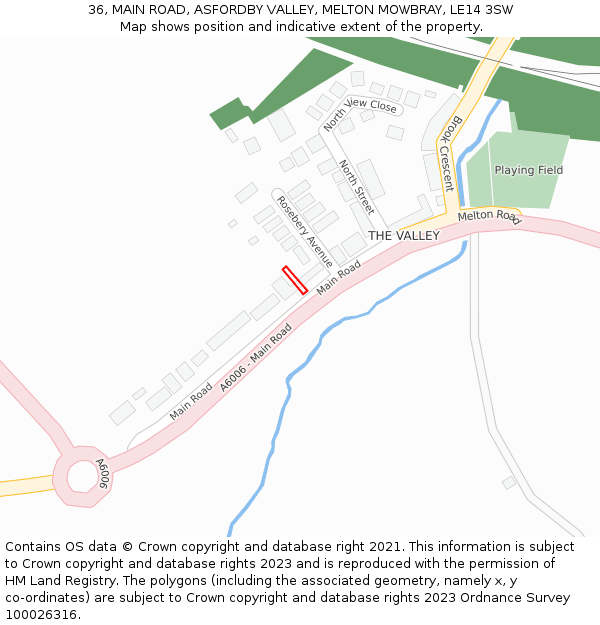 36, MAIN ROAD, ASFORDBY VALLEY, MELTON MOWBRAY, LE14 3SW: Location map and indicative extent of plot