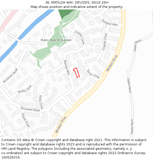 36, MATILDA WAY, DEVIZES, SN10 2SH: Location map and indicative extent of plot