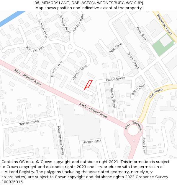 36, MEMORY LANE, DARLASTON, WEDNESBURY, WS10 8YJ: Location map and indicative extent of plot