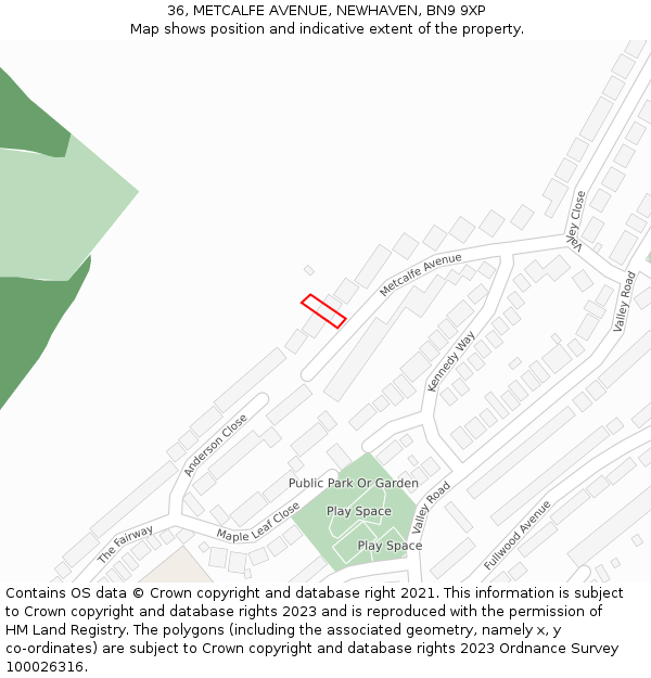 36, METCALFE AVENUE, NEWHAVEN, BN9 9XP: Location map and indicative extent of plot