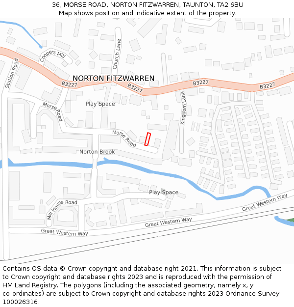 36, MORSE ROAD, NORTON FITZWARREN, TAUNTON, TA2 6BU: Location map and indicative extent of plot