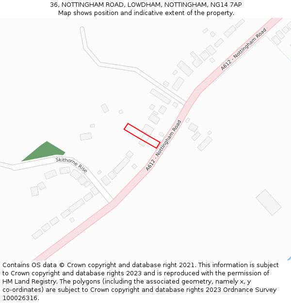 36, NOTTINGHAM ROAD, LOWDHAM, NOTTINGHAM, NG14 7AP: Location map and indicative extent of plot