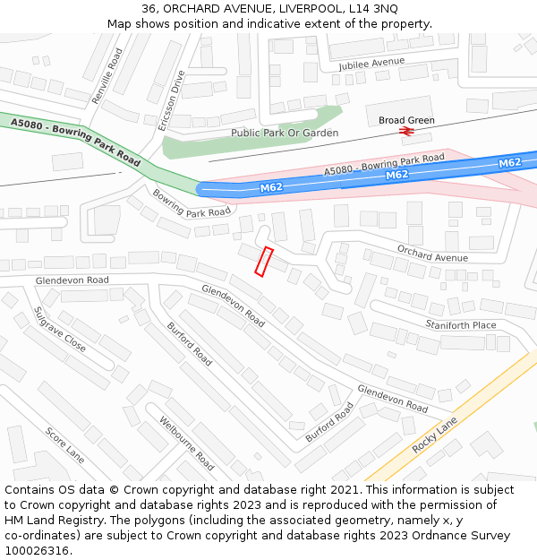 36, ORCHARD AVENUE, LIVERPOOL, L14 3NQ: Location map and indicative extent of plot