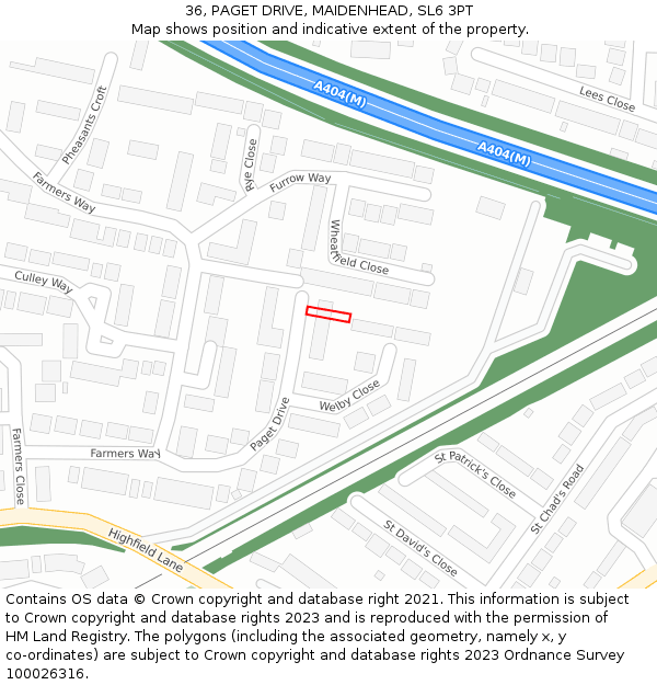 36, PAGET DRIVE, MAIDENHEAD, SL6 3PT: Location map and indicative extent of plot