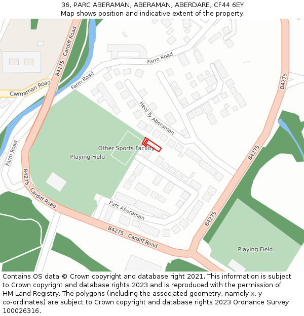 36, PARC ABERAMAN, ABERAMAN, ABERDARE, CF44 6EY: Location map and indicative extent of plot