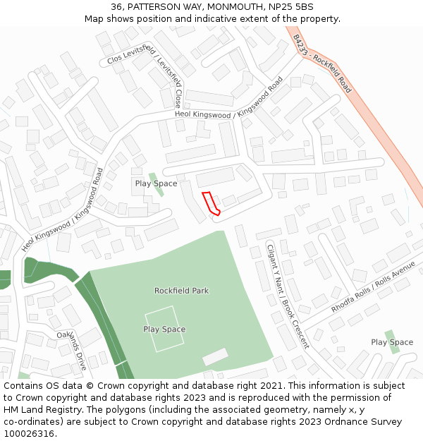 36, PATTERSON WAY, MONMOUTH, NP25 5BS: Location map and indicative extent of plot