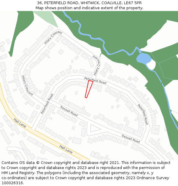 36, PETERFIELD ROAD, WHITWICK, COALVILLE, LE67 5PR: Location map and indicative extent of plot