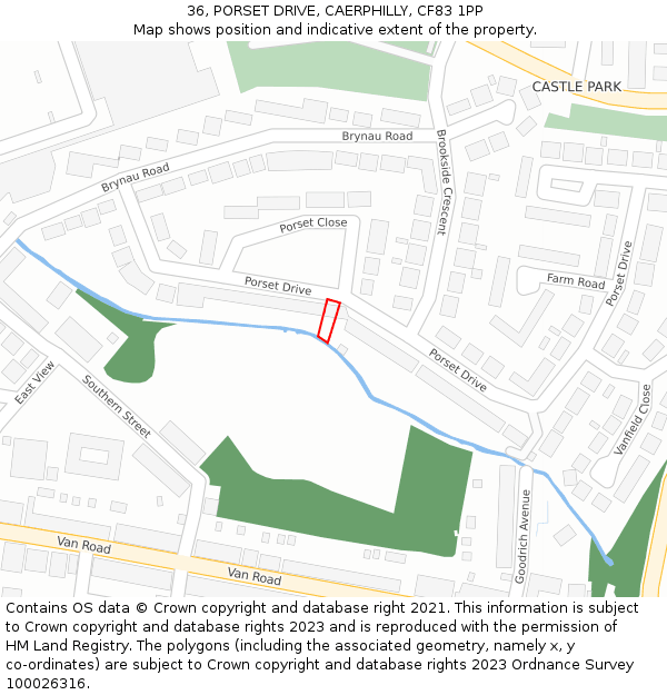 36, PORSET DRIVE, CAERPHILLY, CF83 1PP: Location map and indicative extent of plot