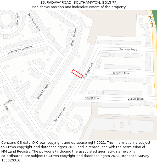 36, RADWAY ROAD, SOUTHAMPTON, SO15 7PJ: Location map and indicative extent of plot