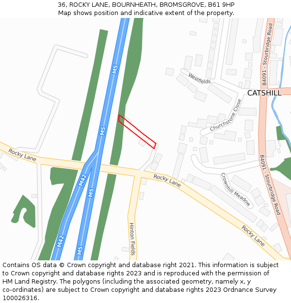 36, ROCKY LANE, BOURNHEATH, BROMSGROVE, B61 9HP: Location map and indicative extent of plot