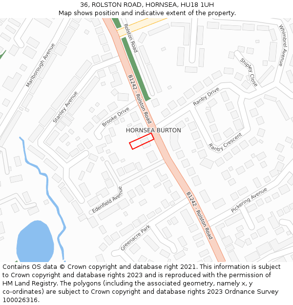 36, ROLSTON ROAD, HORNSEA, HU18 1UH: Location map and indicative extent of plot