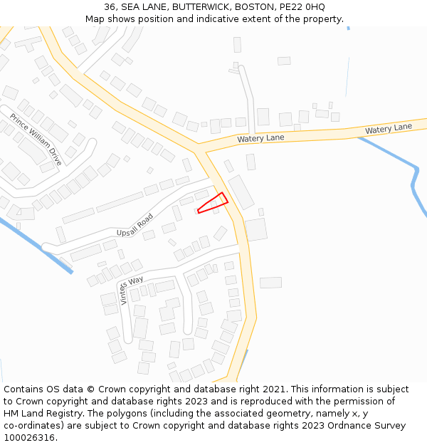 36, SEA LANE, BUTTERWICK, BOSTON, PE22 0HQ: Location map and indicative extent of plot