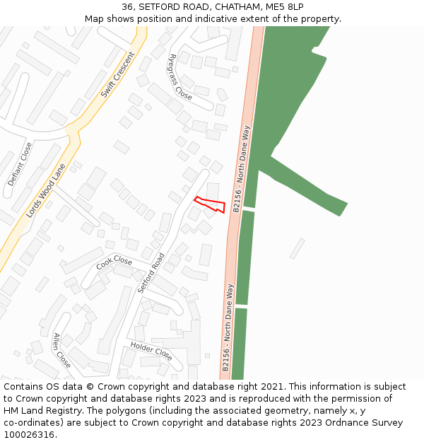 36, SETFORD ROAD, CHATHAM, ME5 8LP: Location map and indicative extent of plot