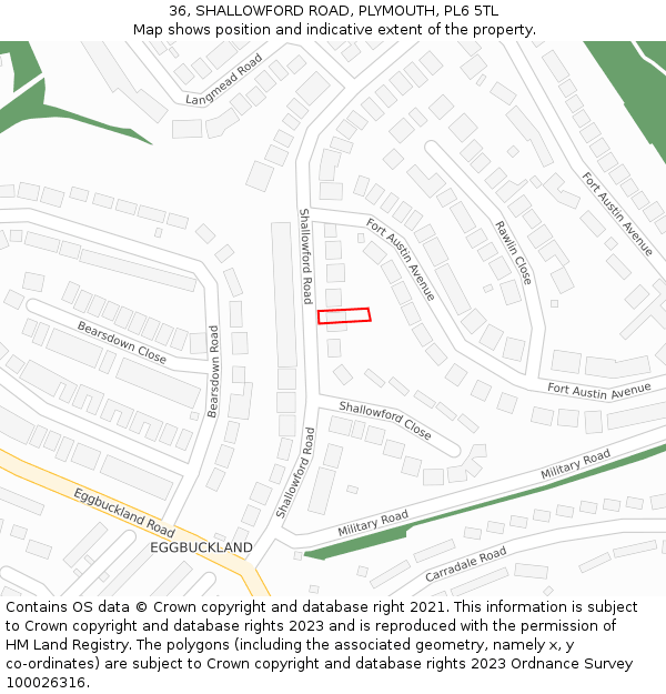 36, SHALLOWFORD ROAD, PLYMOUTH, PL6 5TL: Location map and indicative extent of plot