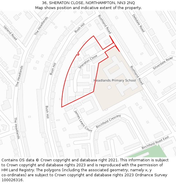 36, SHERATON CLOSE, NORTHAMPTON, NN3 2NQ: Location map and indicative extent of plot