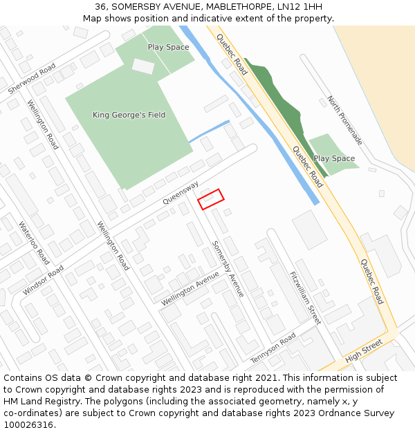 36, SOMERSBY AVENUE, MABLETHORPE, LN12 1HH: Location map and indicative extent of plot