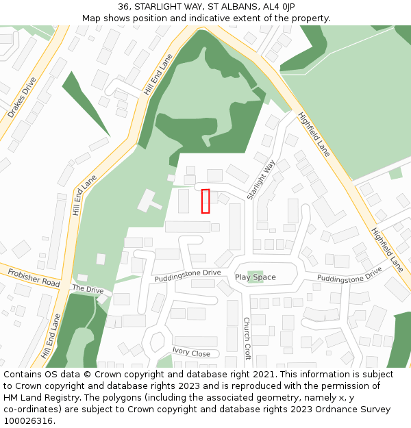 36, STARLIGHT WAY, ST ALBANS, AL4 0JP: Location map and indicative extent of plot
