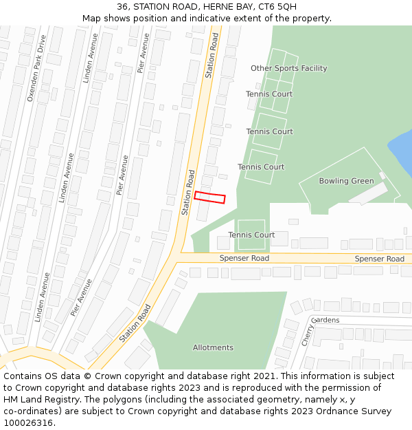 36, STATION ROAD, HERNE BAY, CT6 5QH: Location map and indicative extent of plot